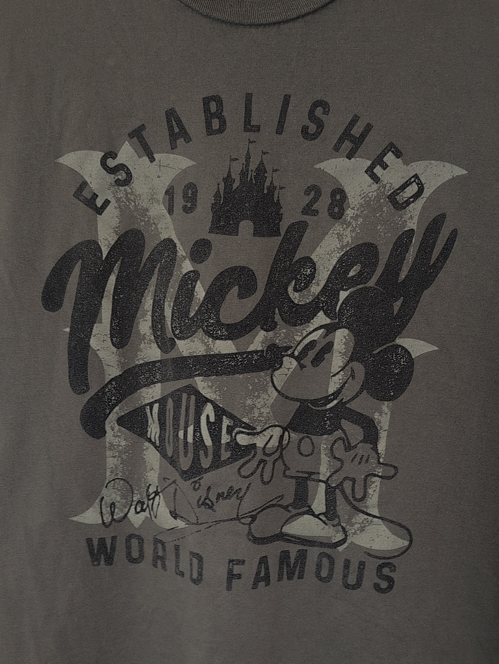 Disney Gray Mickey World Famous Cotton Tee
